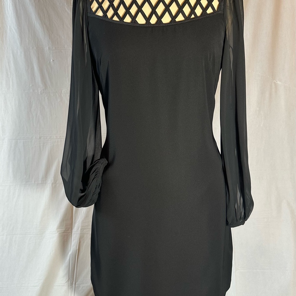WHITE HOUSE BLACK MARKET BLACK LATTICE YOKE COCKTAIL
SHIFT DRESS SIZE 2